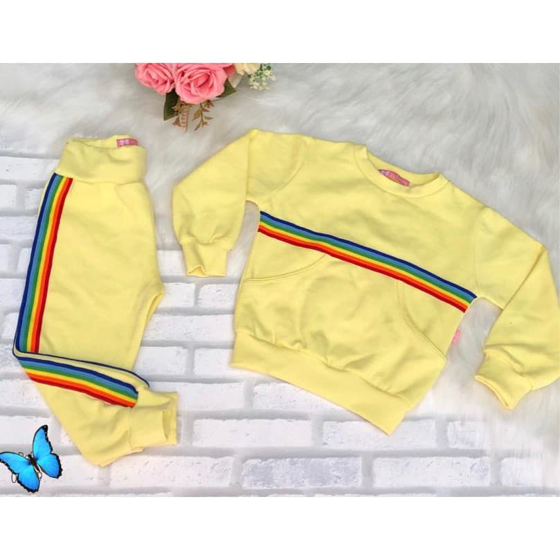 Conjunto Moletom Infantil/ Conjunto Moletom Infantil Fanelado/ Roupa de Frio para meninas/ Blusa Moletom + Calça