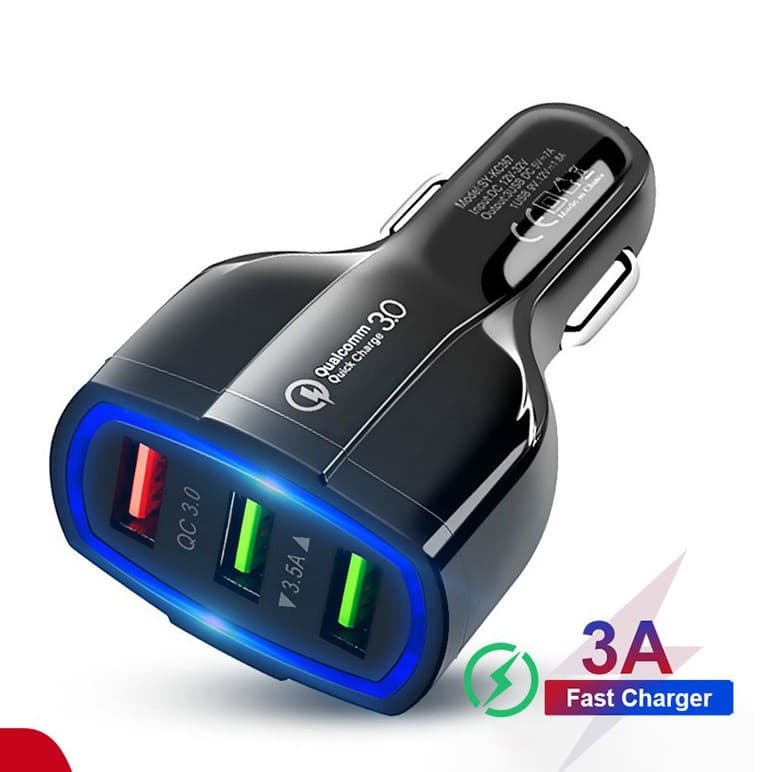 QC 3.0 3 USB Carregador De Carro Carga Rápida 3.0 Rápido De 3 Portas Para Adaptador De Carregamento De Telefone iPhone X