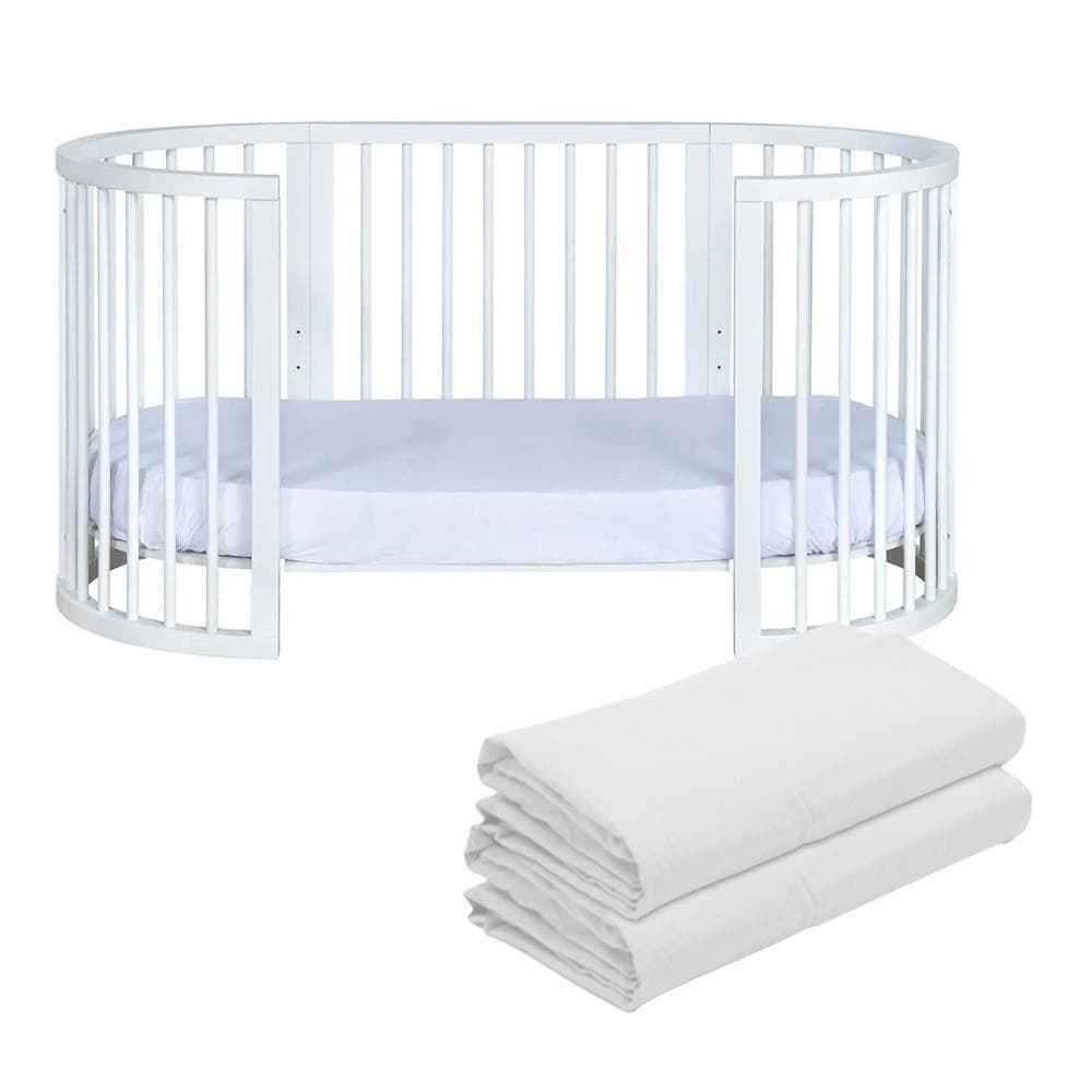 Kit 2 Lençóis de Elástico Berço Crescer Fase 2 Oval 138cm x 68cm Branco Arrumadinho Enxovais