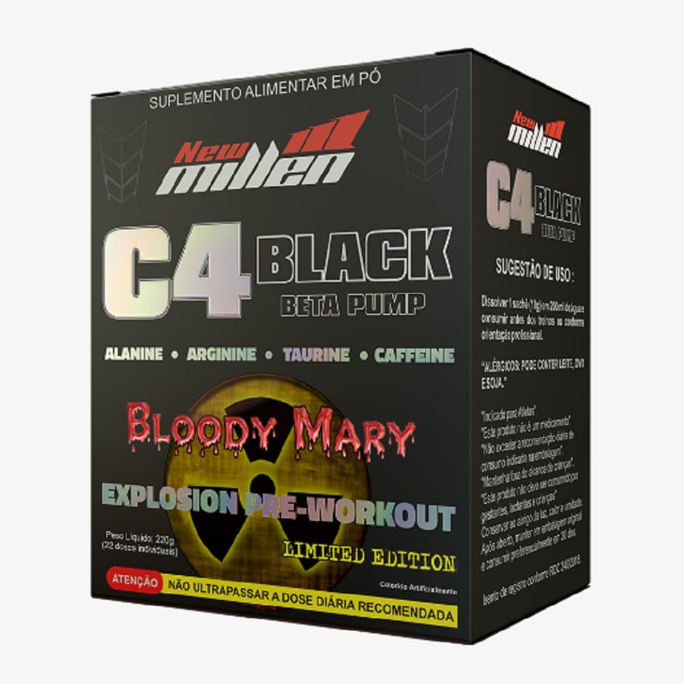 Pré-Treino C4 Beta Pump Black Explosion  - New Millen (caixa c/ 22 sachê 10g)