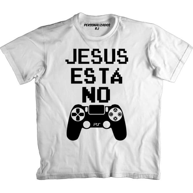 Camiseta JESUS ESTÁ NO CONTROLE - JOYSTICK - VIDEOGAME - GAMER - CRISTO - DEUS