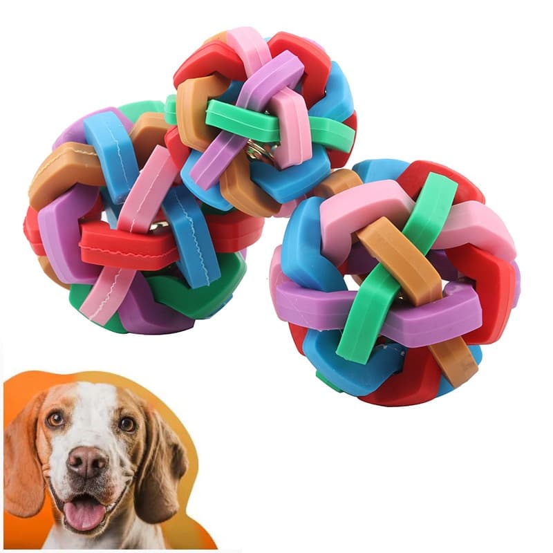 Brinquedo Bola Interativa De Borracha P M ou G Resistente Colorida Mordedor Com Sino Pet LR-0095