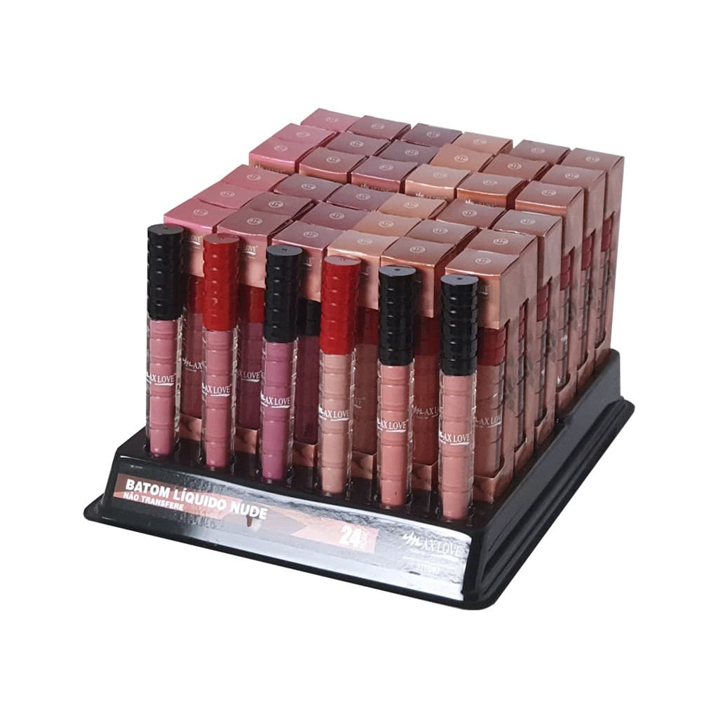 Box 36 Batons Líquido Matte Nude 24 horas Max Love + 6 Provadores