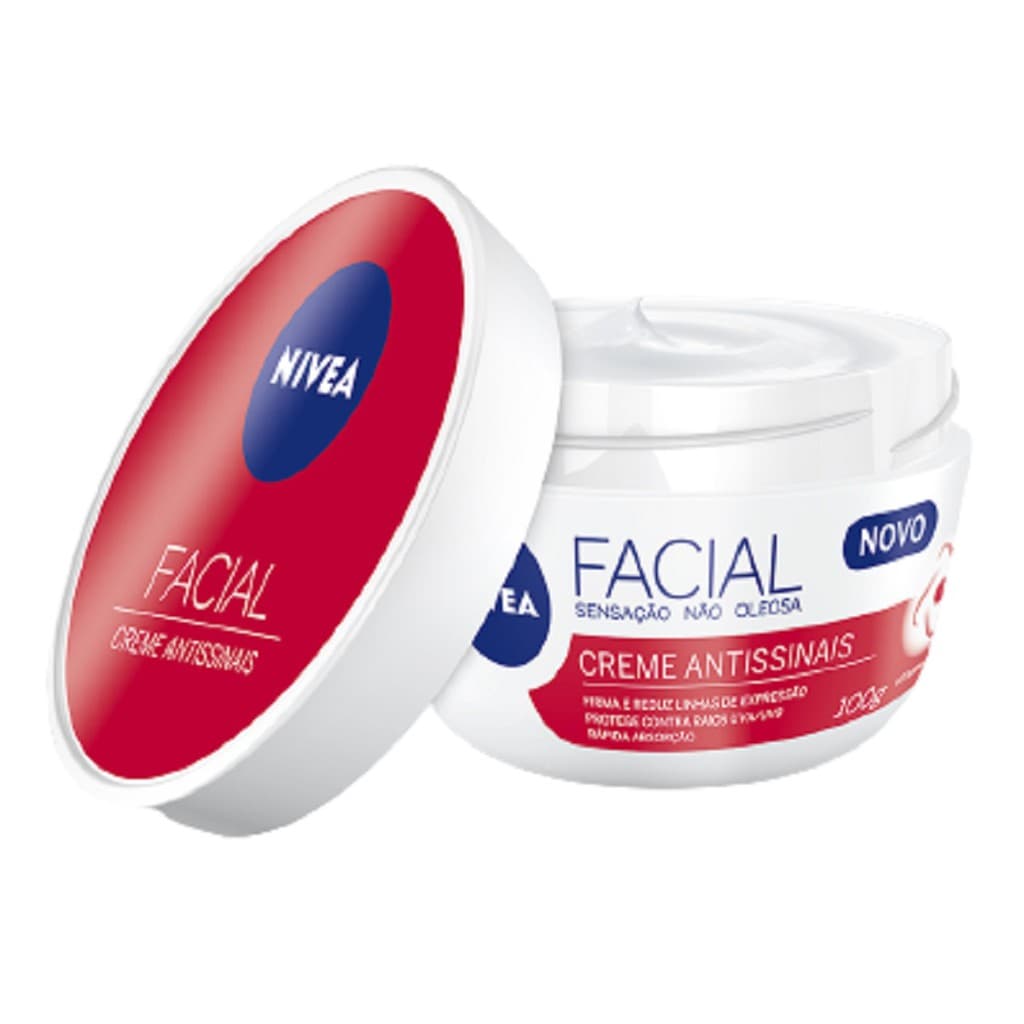 Creme facial Nivea antissinais vermelho 100g anti idade firmadora rejuvenescedor reduz rugas linhas de expressão com protetor