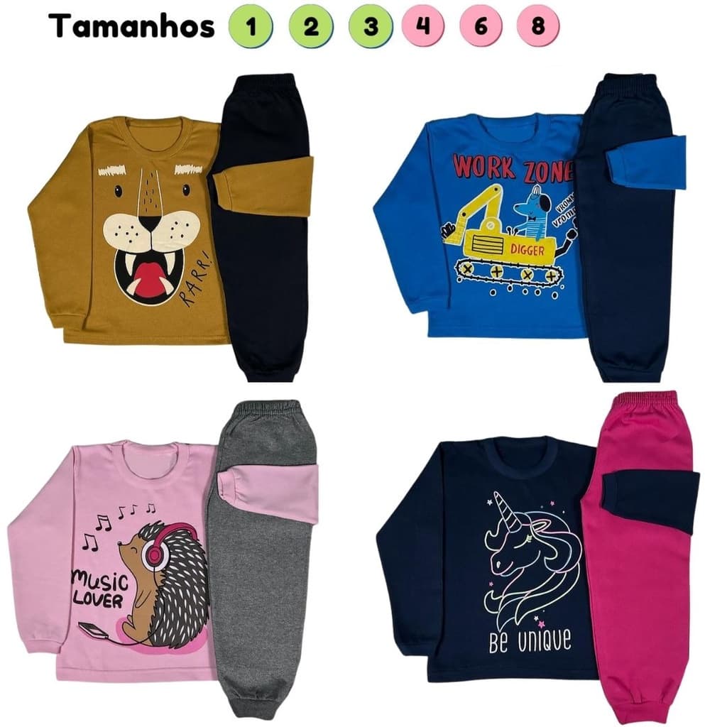 Kit 4 Conjunto Inverno Infantil Moletom Menino Ou Menina