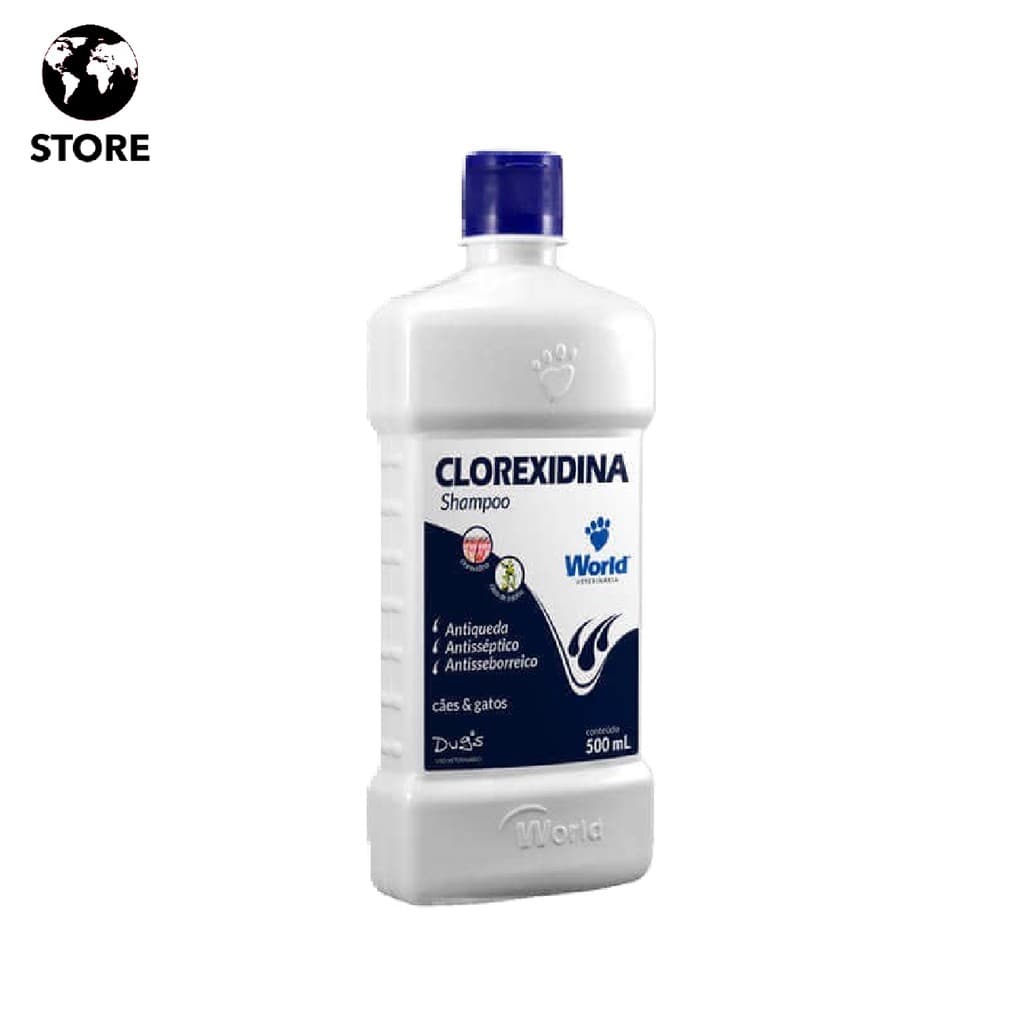 Shampoo Clorexidina para Cães e Gatos Antisséptico, Antisseborreico e Antiquedas 500 mL