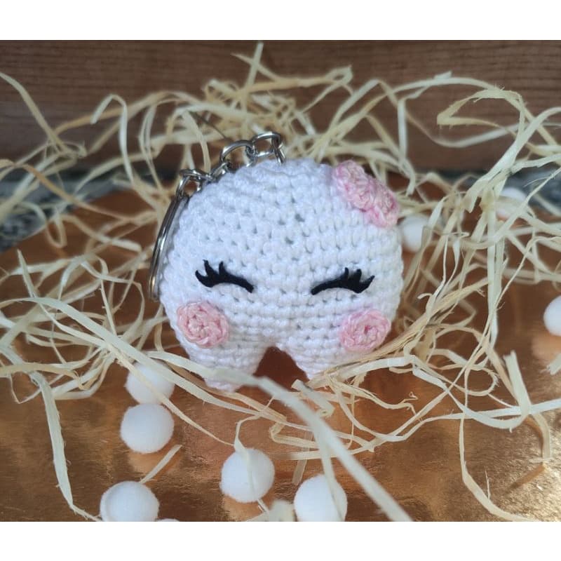 Kit 2 unidades chaveiro de dentinho amigurumi crochê