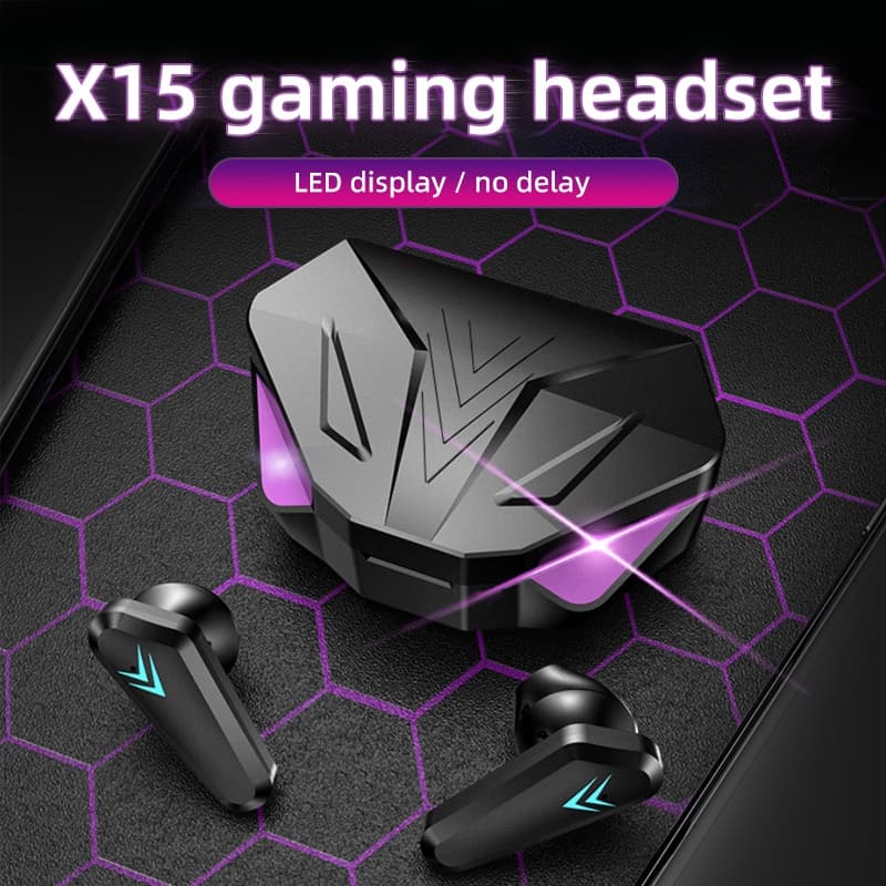 X15 TWS Sem Fio Bluetooth Fone De Ouvido Display LED Jogos Fones Gamer Redução Ruído Com Microfone