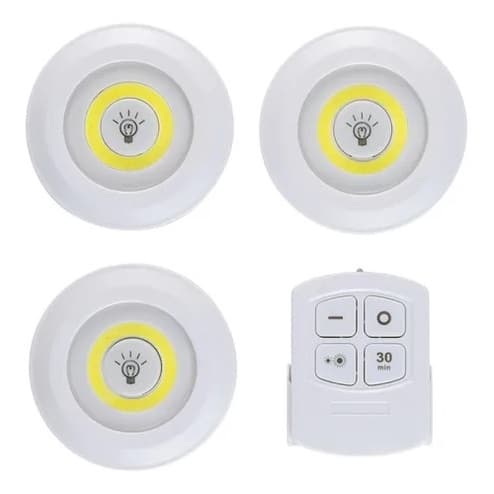 Kit 3 Lampadas Luminaria Led Controle Remoto Sem Fio spot - Led Light
