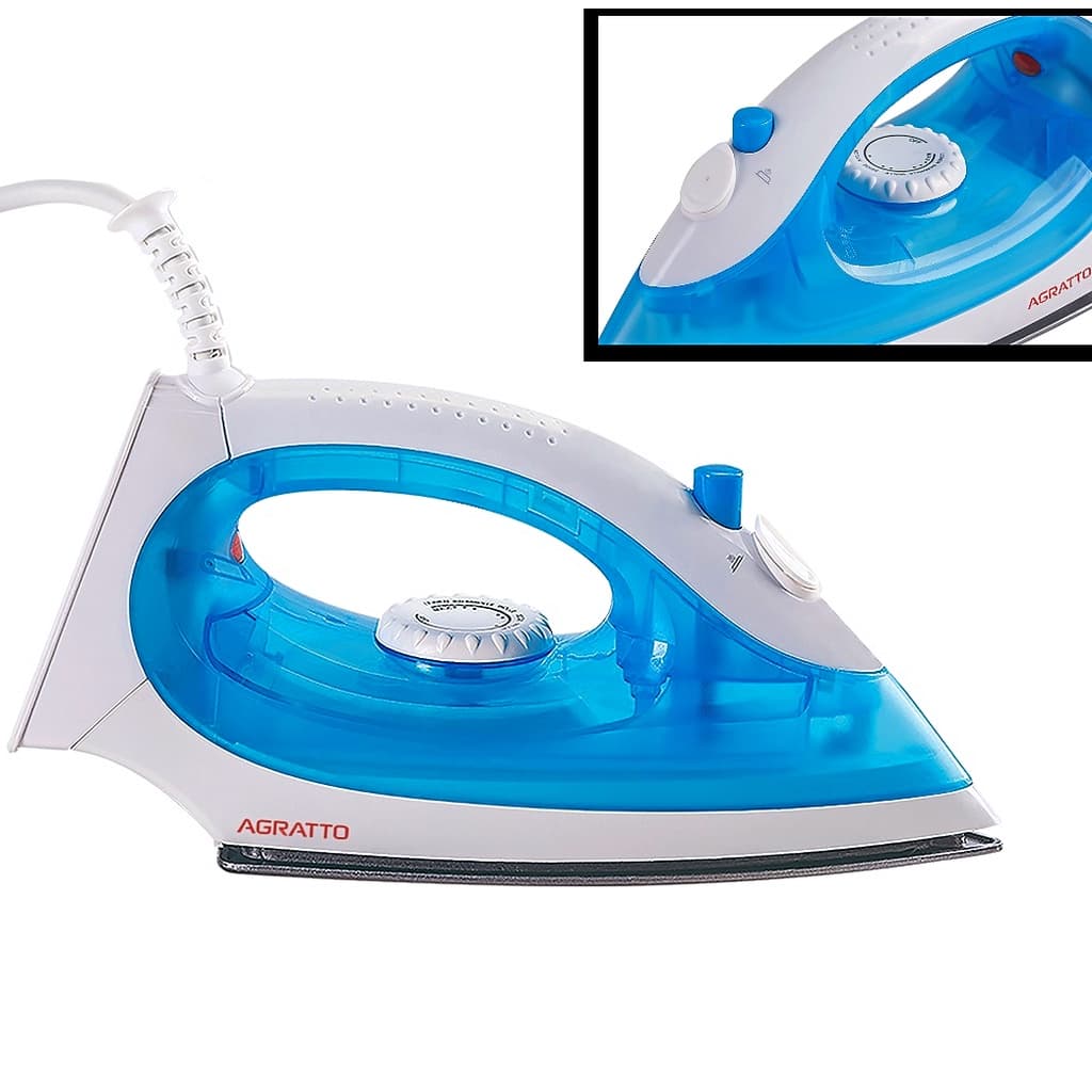 Ferro De Passar Roupa A Vapor E Seco Base Antiaderente 1250w Azul Agratto