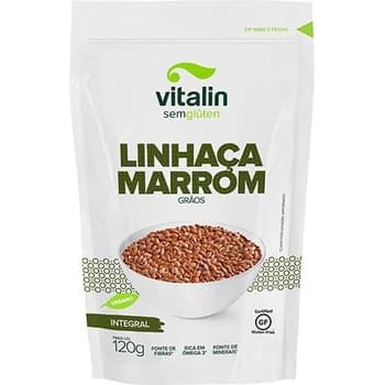 Linhaça Marrom em Grãos Integral Sem Glúten Vitalin 120g Fibras Vegana Zero Lactose Fit Apto Celíacos