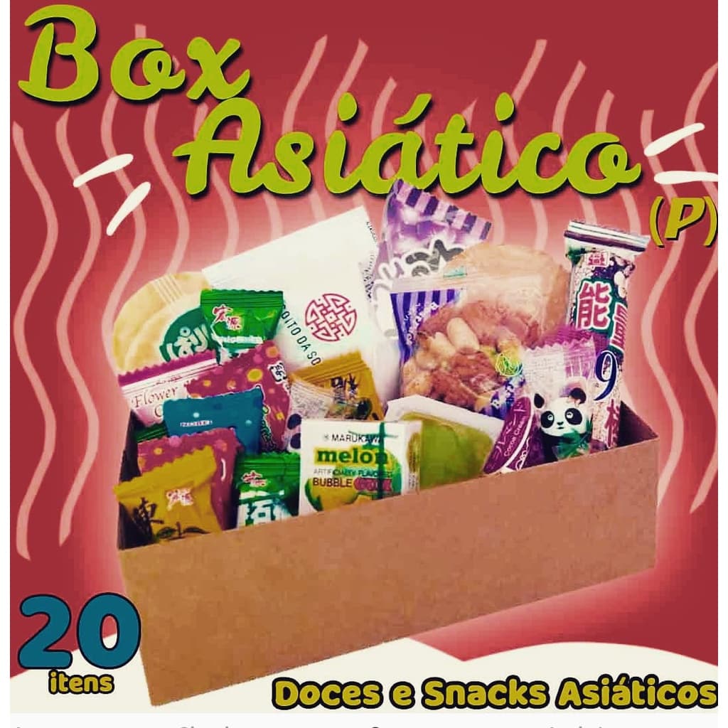 Box Asiático (P) c/ 20 itens - Doces/ Snacks, Guloseimas. Importado.