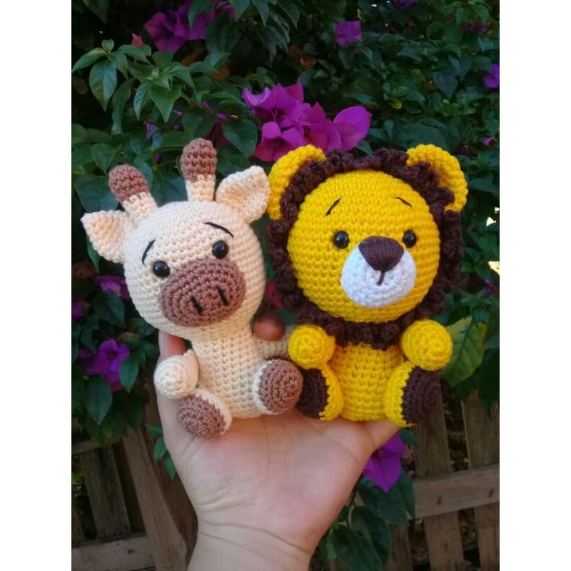 kit com 2 bichinhos do safari baby em amigurumi crochê (escolha seus bichinhos do safari no chat)