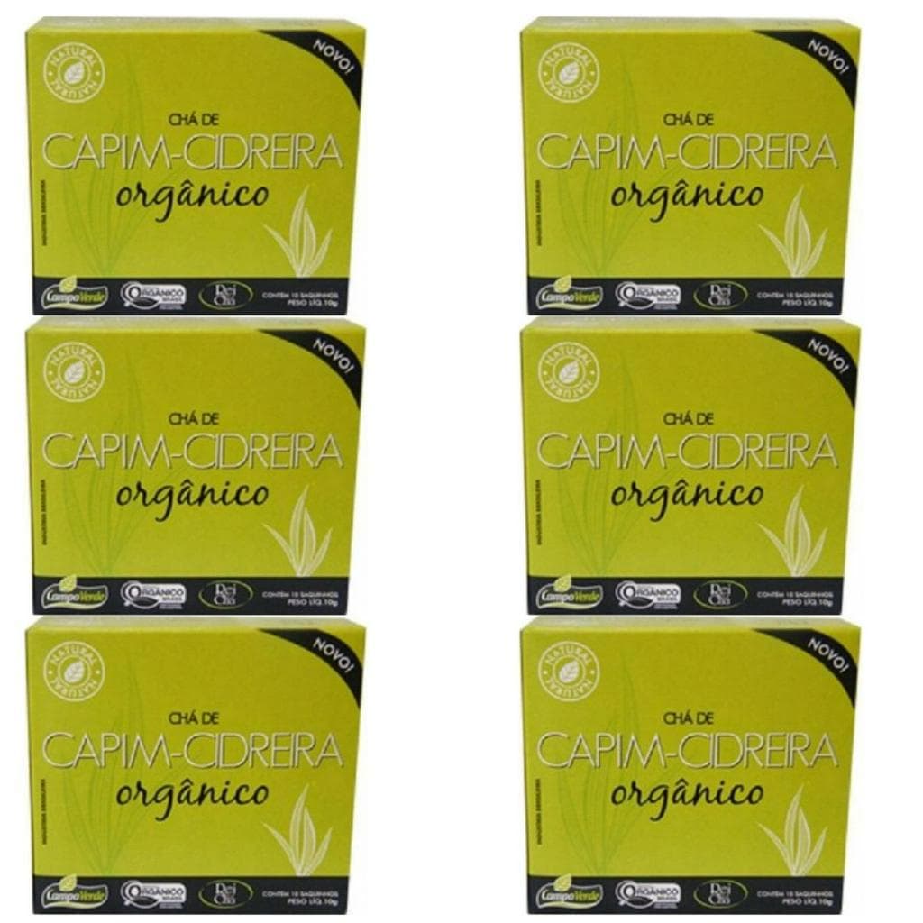Capim-Cidreira Chá Orgânico Kit 6cx (60 sachês) Campo Verde