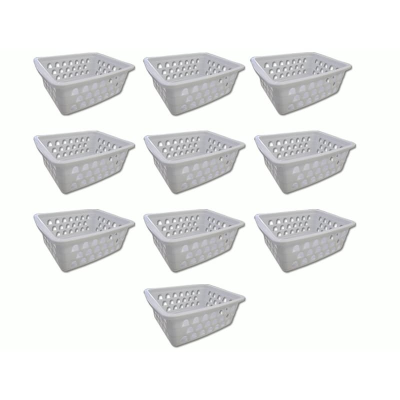 Cestos Organizadores Multiuso Pequeno Branco Kit 10 pcs Ideal para Cozinha, Banheiro, Lavanderia, Despensa