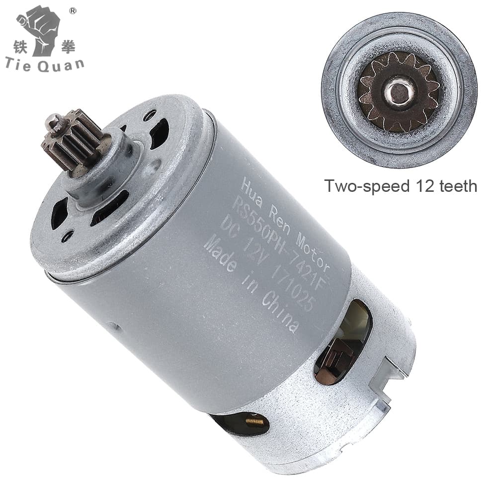 Motor DC RS550 12V/16.8V/21V/25V 19500 RPM Com Duas Velocidades 12 Dentes E Caixa De Engrenagens De Alto Torque Para Fur