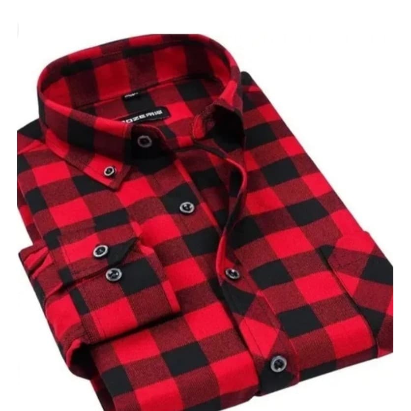 Camisa Masculina Flanelada Social Blusa Manga Longa Slim Top