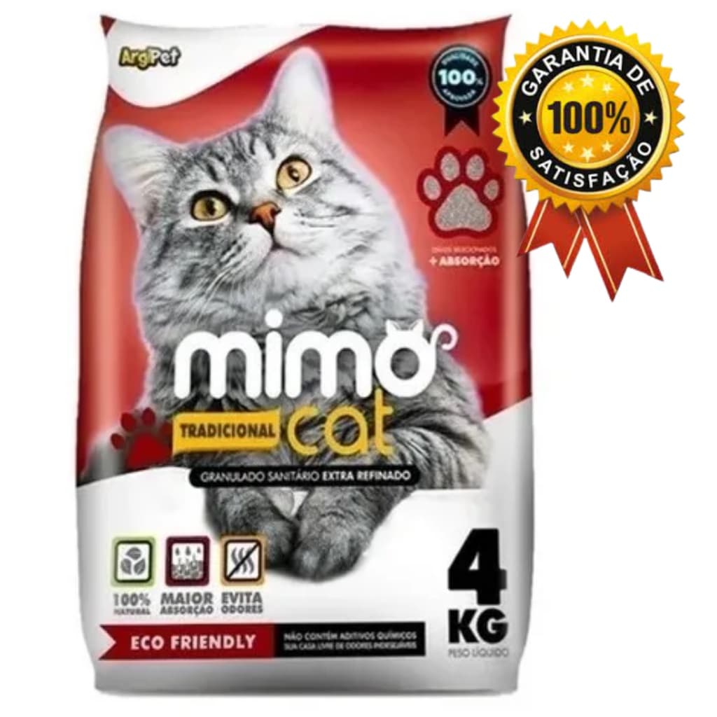Areia Sanitária Higiênica Mimo Cat Tradicional para Gato - 4kg