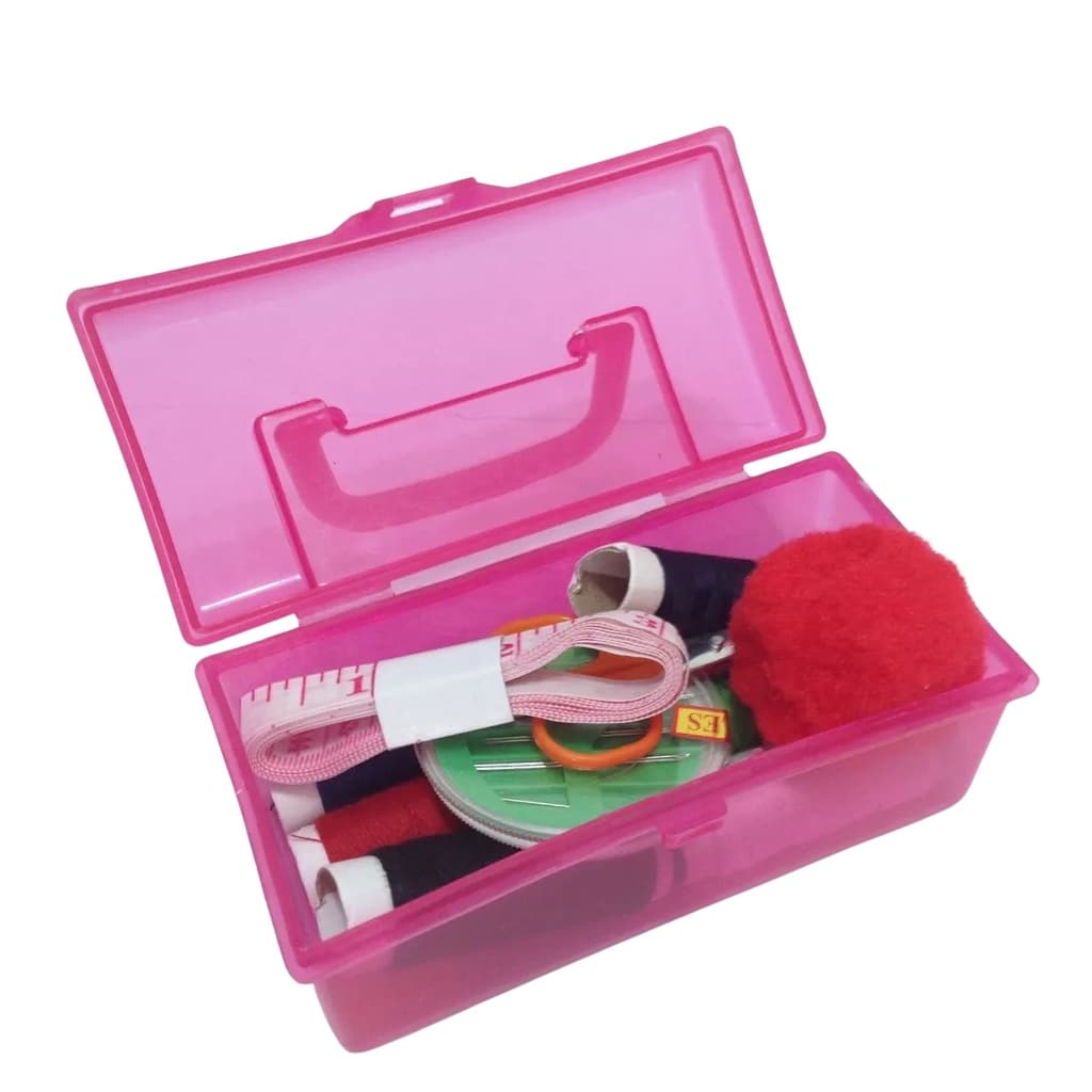 Kit Maleta de Costura Completo - Linhas Tesoura Agulhas Fita Métrica