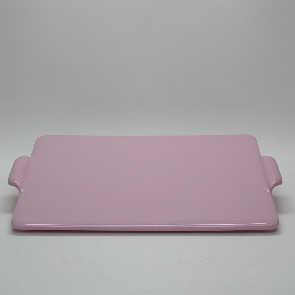 Bandeja Retangular Rasa Organizadora de Cerâmica para Kit Higiene Bebe ou Lavabo Banheiro Rosa Bebe