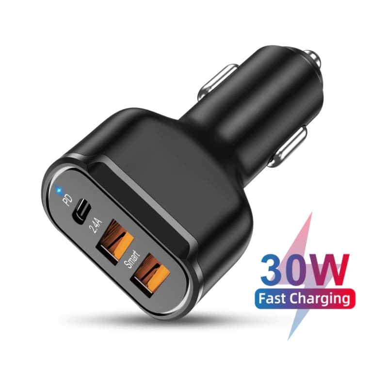 Carregador Veicular 30w pd + 2.4a duplo usb Preto ou Branco Ou Carregador Fm transmissor 2 USB Sem Caixa Promoção