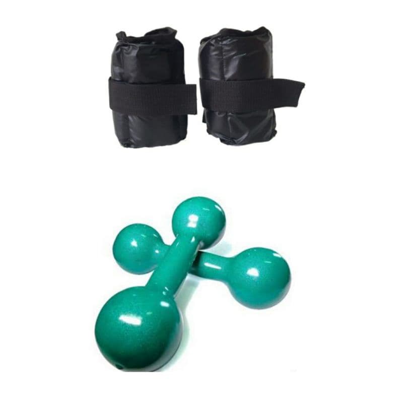 Halter Peso Emborrachado 1 Kg + Tornozeleira 1 Kg Cada Academia