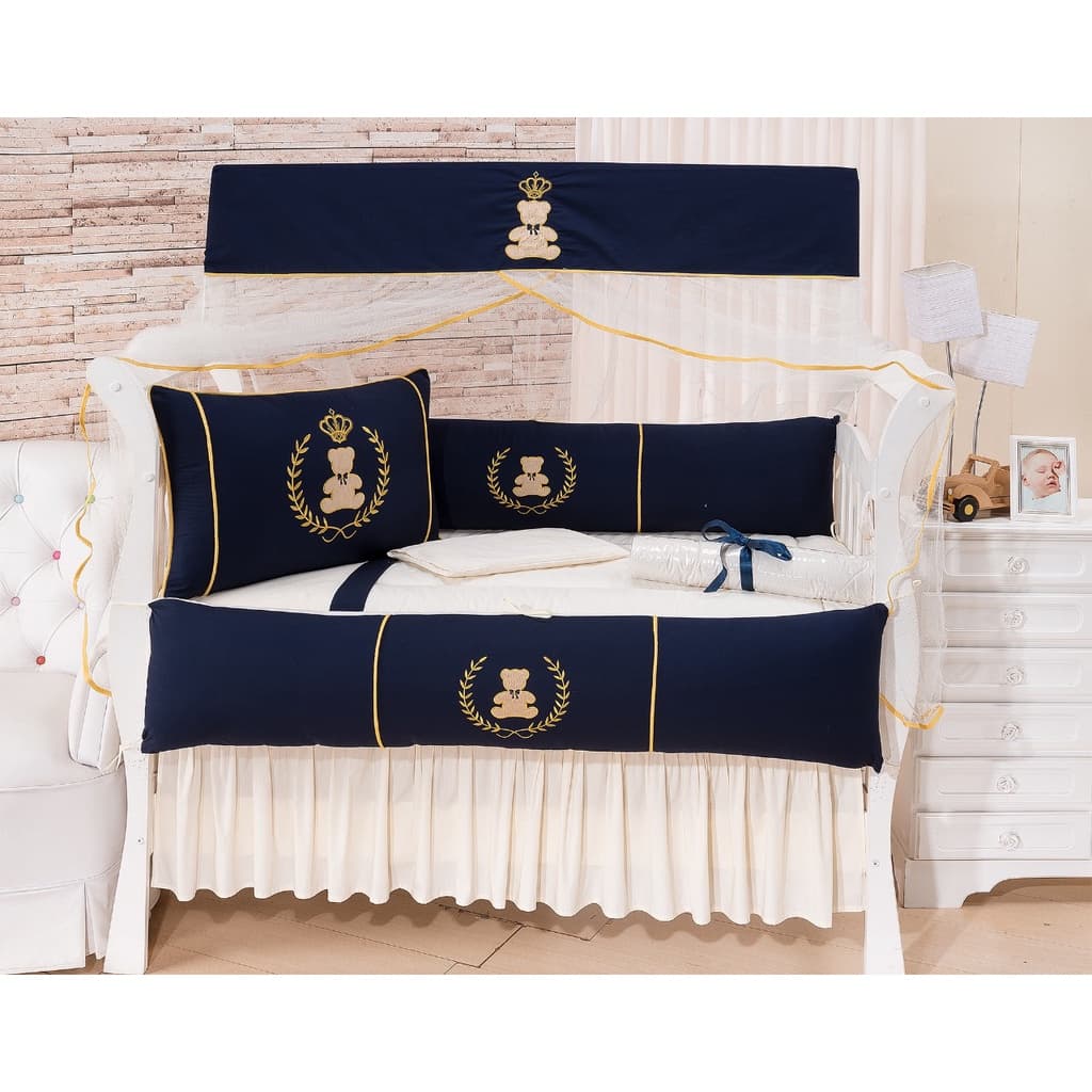Kit Berço Americano Urso Príncipe - Rei 8 Peças - Menino - Doce Lar Enxovais