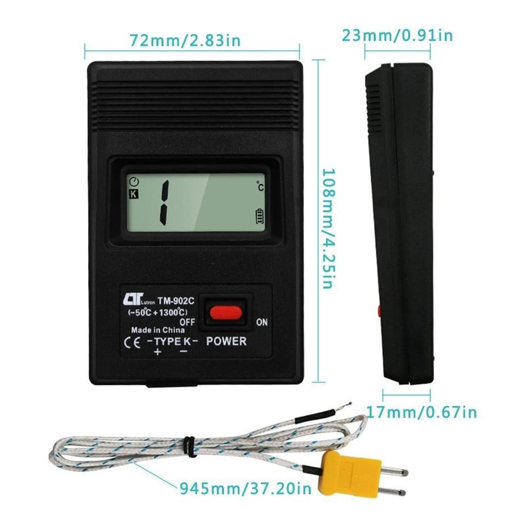 Termômetro Digital Alta Temperatura Sensor 1 Canal Termopar Tipo K Tm-902c  -50 A 1300°c