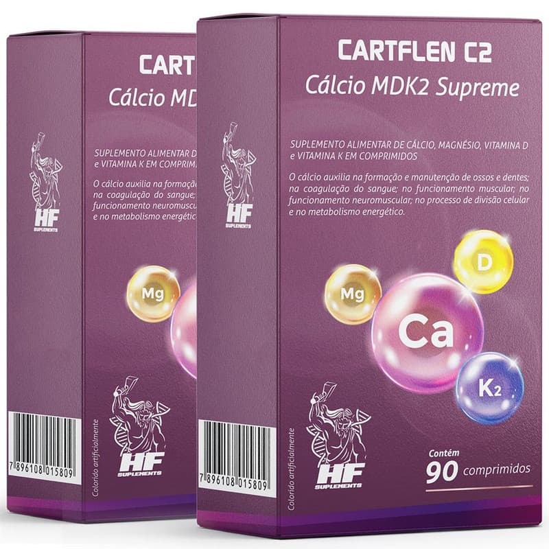 2X CARTFLEN C2 MDK2 SUPREME CALCIO + MAGNÉSIO + VITAMINA D E VITAMINA K2 90 COMPS