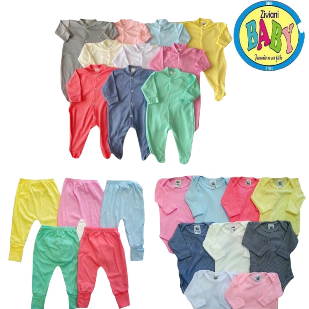 Kit 3 peças 1 body 1 mijão 1 macacão canelado de bebê enxoval de bebe promoção