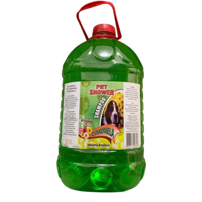 Shampoo Pet Shower Citronela 5 Litros para Pet Shop, Banho e Tosa e Clínica Veterinária