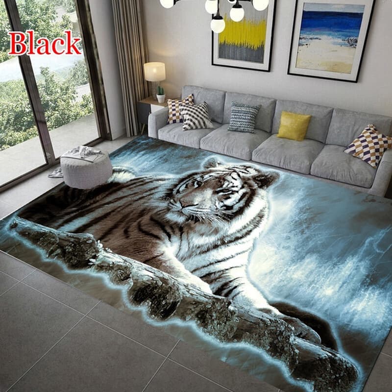 CLOOCL Tapete Grande De Pelúcia/Antiderrapante/Confortável Com Estampa De Tigre/Bonito/3D Para Sala De Estar/Quarto
