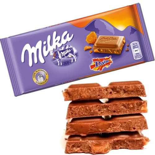 Milka Daim - Chocolate ao Leite & Cristais de Caramelo - Importado da Áustria - 100g