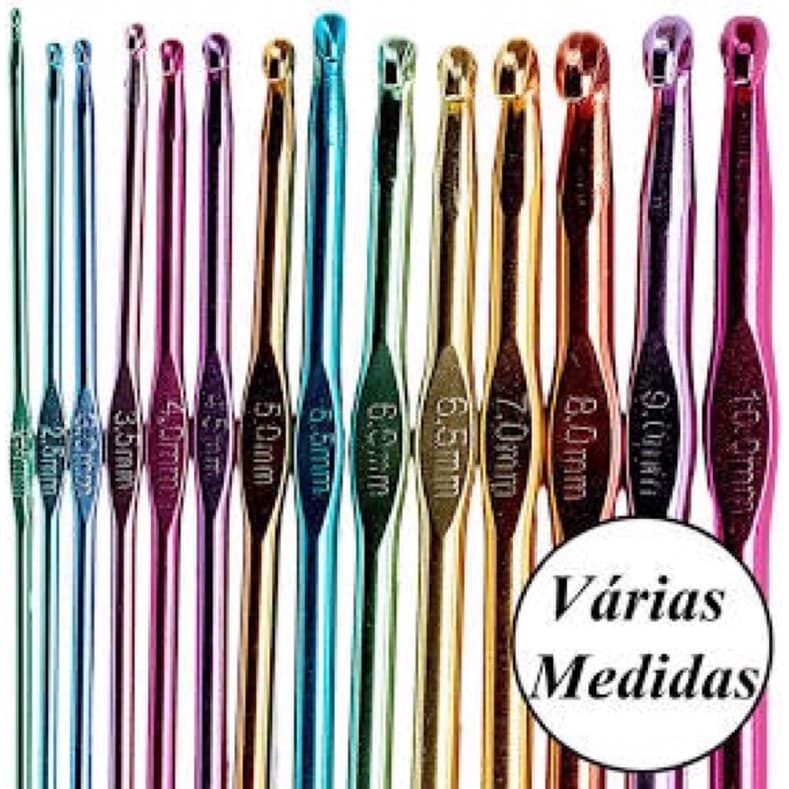 Agulha de crochê de alumínio, agulha para barbante, metal, agulhas de croche