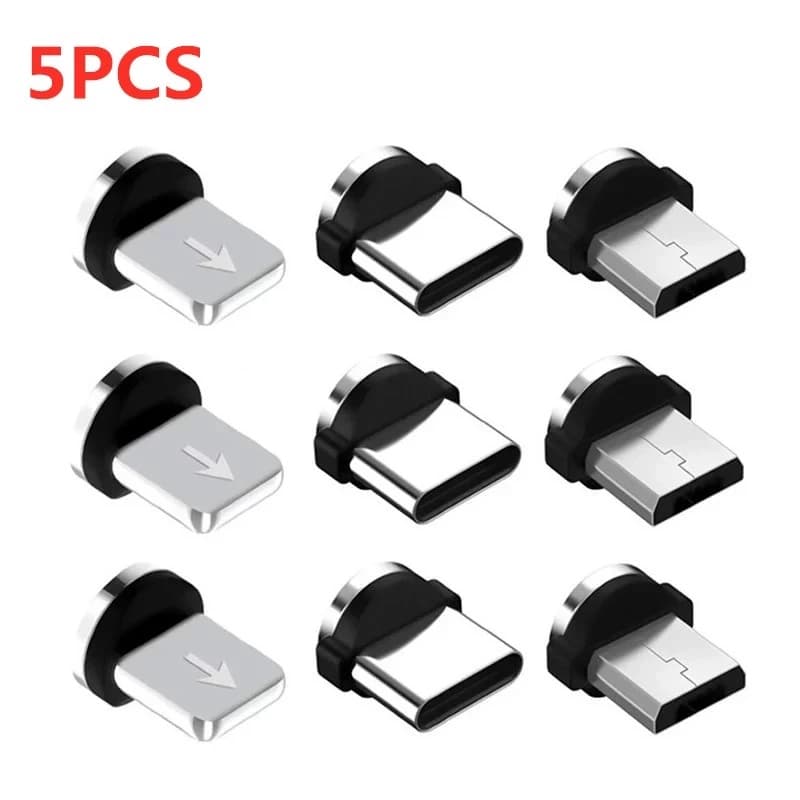 5 Pcs Plugue Do Cabo Magnético Redondo Tipo C Micro USB Plugs Rápido Carregamento Adaptador De Telefone Microusb-Carregador De Ímã