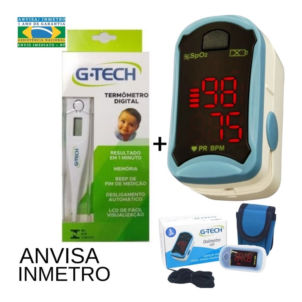 Oximetro De Dedo Digital De Pulso Gtech  + Termometro Digital
