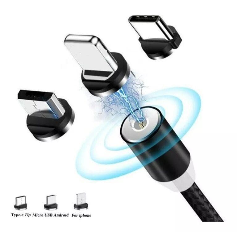 Cabo Carregador Magnetico MICRO USB TIPO C 3 em 1 Imã Smartphone para Iphone Android Xiaomi Samsung