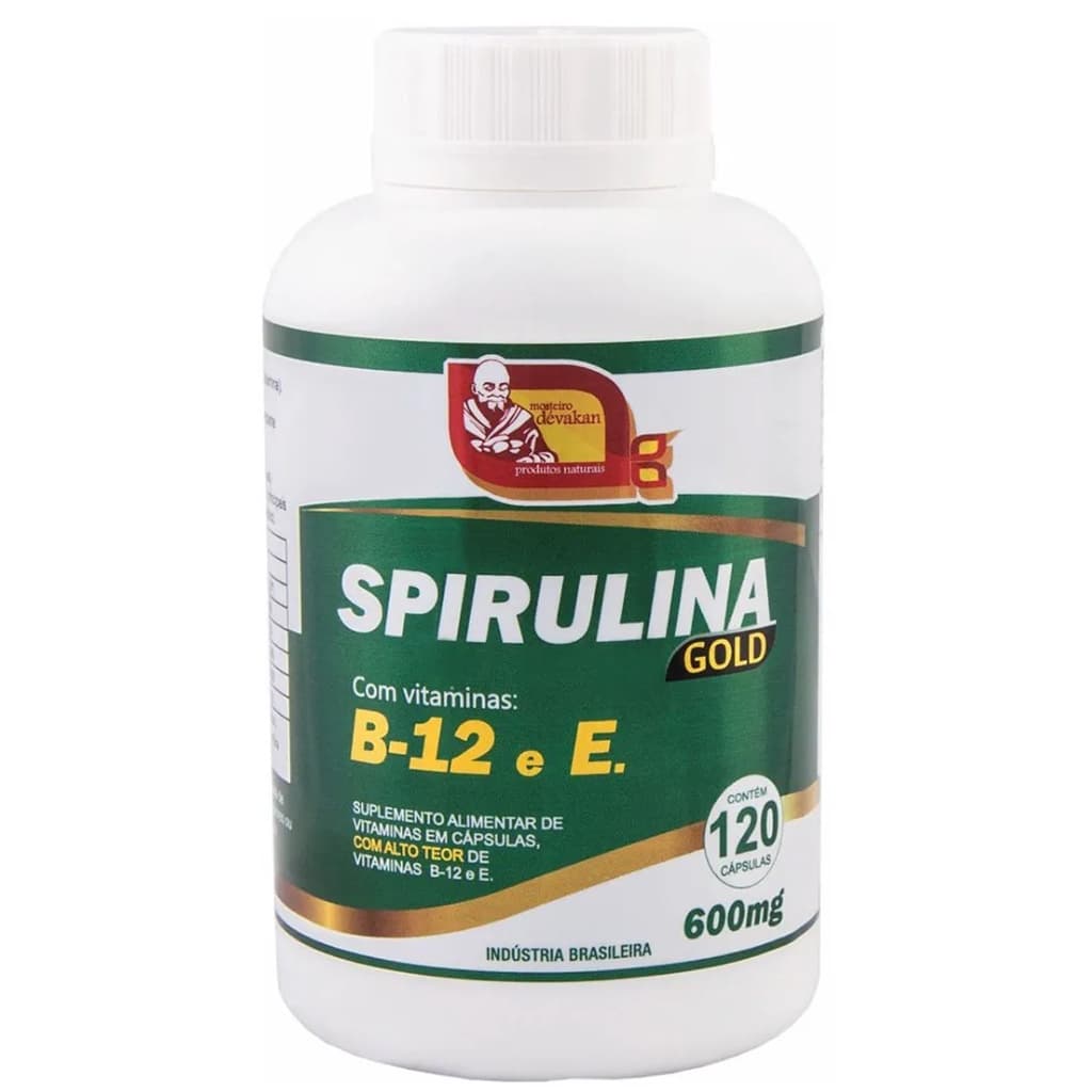 Spirulina gold Com Vitaminas b12 e vitamina E 120 Cápsulas 600mg