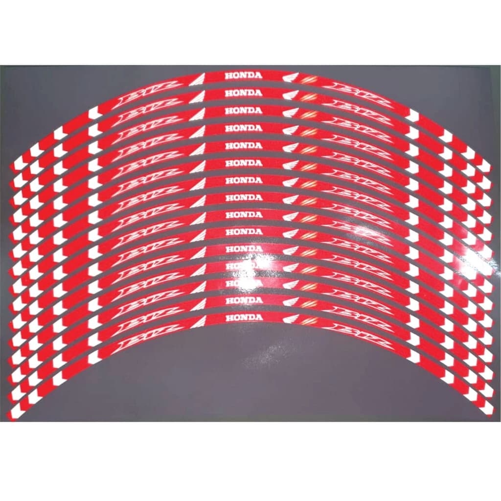 Adesivo refletivo para roda de moto compativel motos Honda Biz vermelho 15 pç