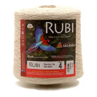 Barbante São João Rubi Cru 2Kg Para Crochê 4, 6 E 8 Fios