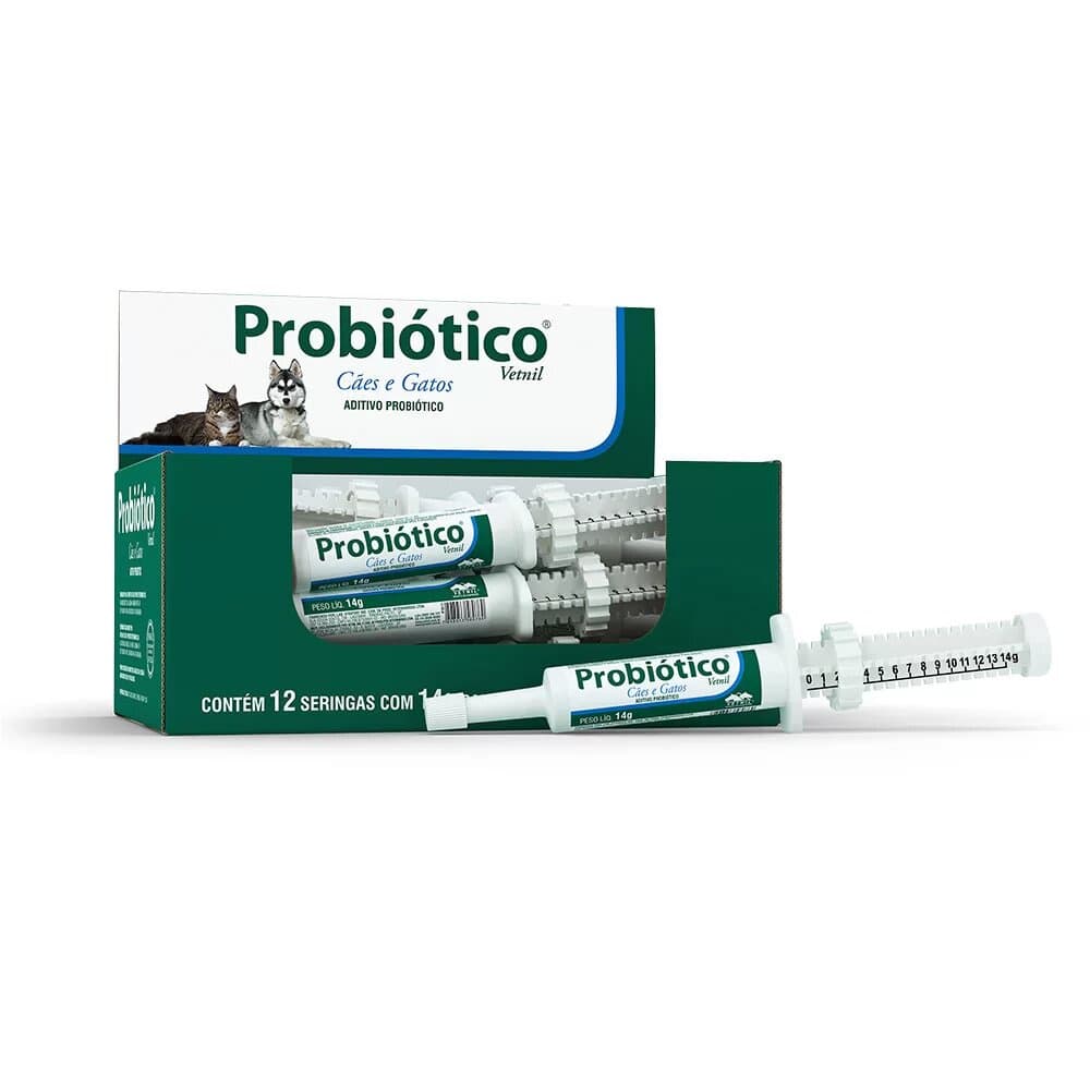 Aditivo Probiótico Vetnil Suplemento Vitamina Para Cães e Gatos 14g 1unid