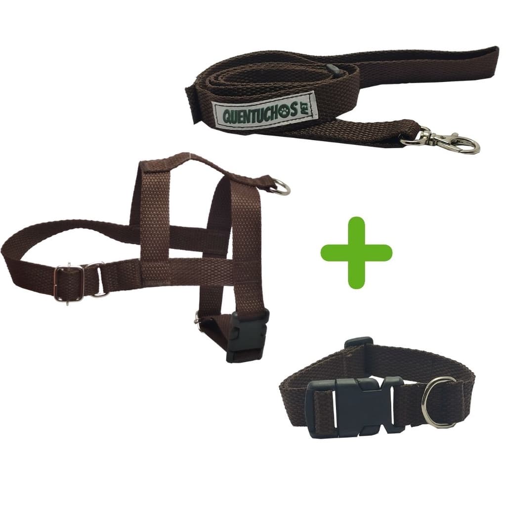 Kit Peitoral Simples + Guia + Coleira Porte Pequeno á Médio M e G Cachorro Cão Pet Nylon 2,0 cm Coleira Passeio Animais