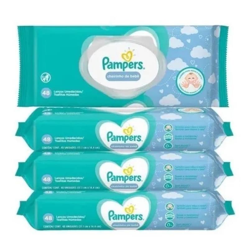 Kit 4 lenços umedecidos Pampers