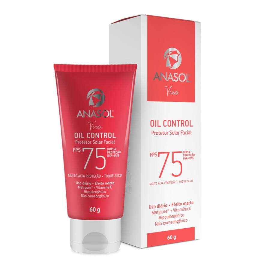 Protetor Solar Facial Anasol Viso Oil Control FPS 75 Vegano 60G
