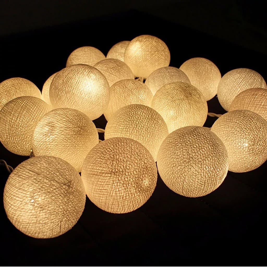 Luminária Cordão 10 Bolas Led Fio De Luz Decoração Festa Tons Pasteis 1,8 Metros