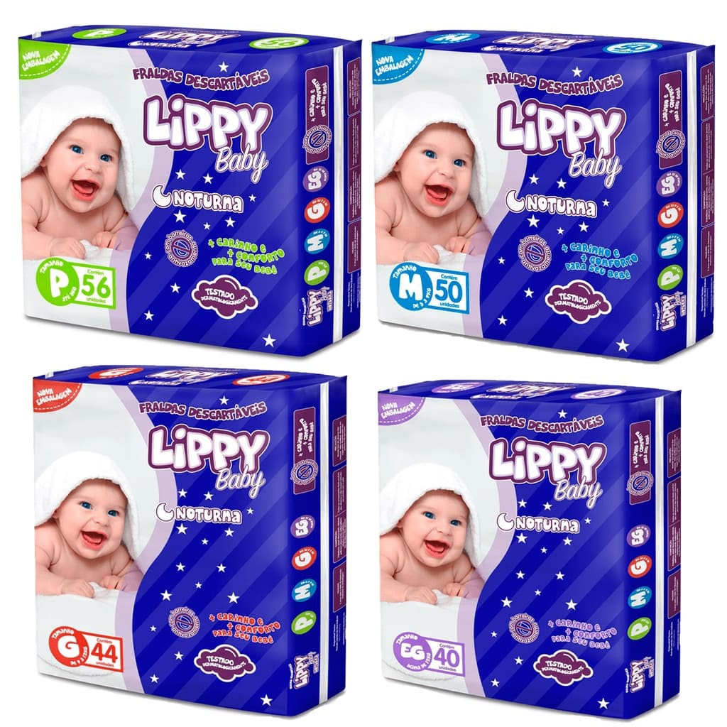 Fralda Infantil Lippy NOTURNA P/M/G/EG Direto Da Fábrica