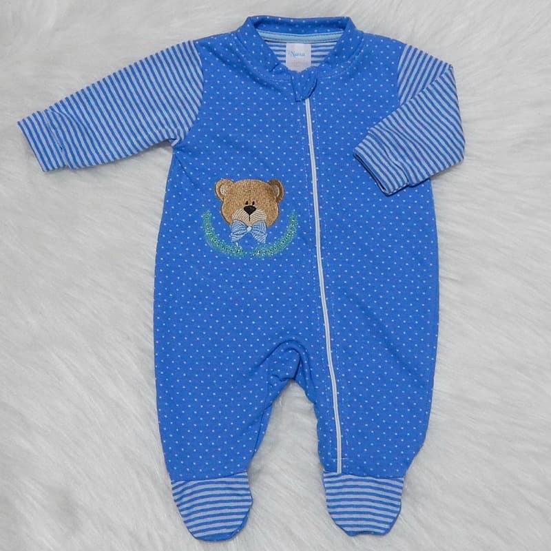 Macacão para Bebê Menina/Menino com zíper em Malha suedine 100% Algodão Ursinha Roupa infantil