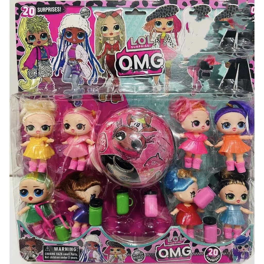 Kit com 6 Bonecas /8 Bonecas lol Surprise O.M.G. Mgae Cares Articulado + Bola Grande Supresa