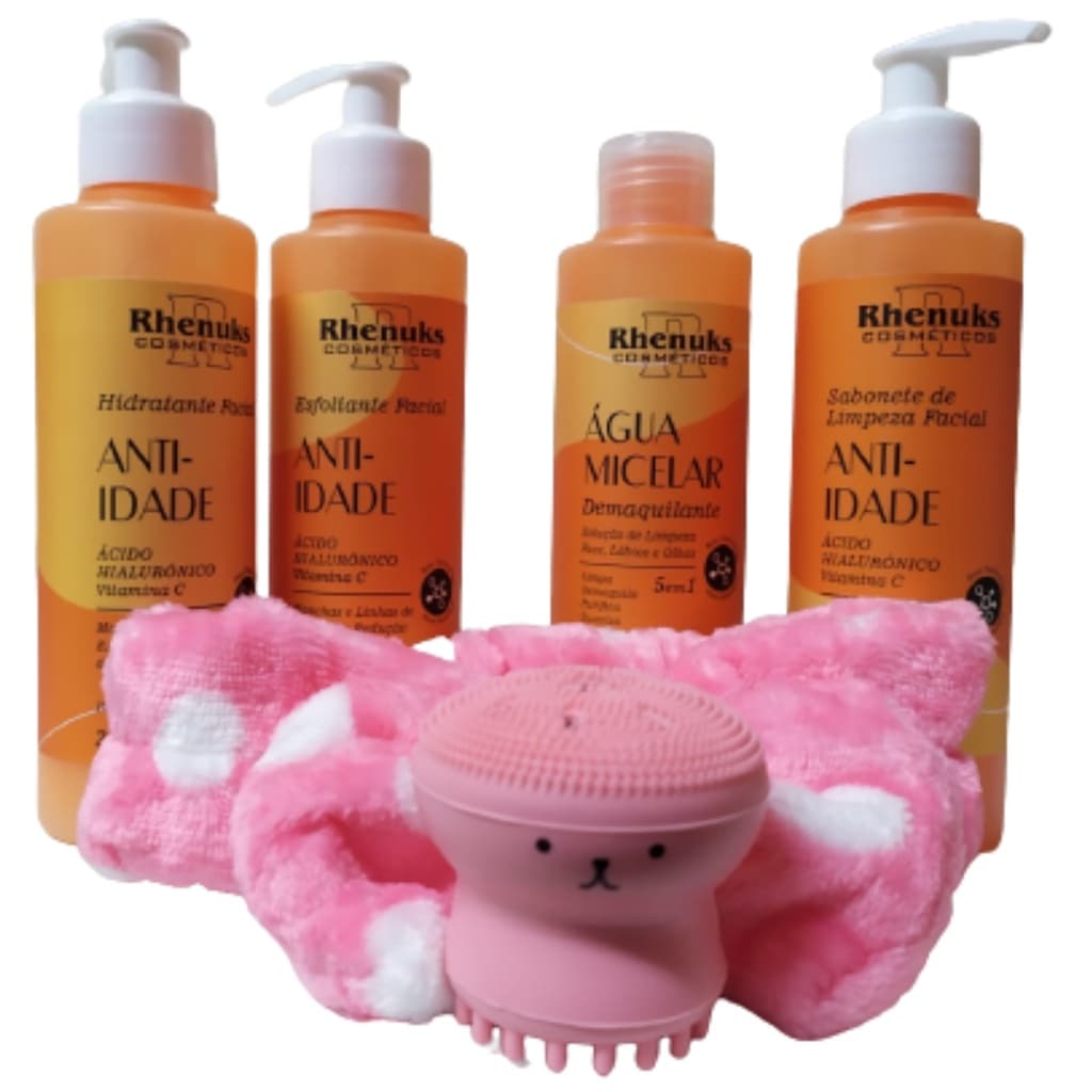 Kit Tratamento Anti-idade + Esponja Facial Silicone + Faixa
