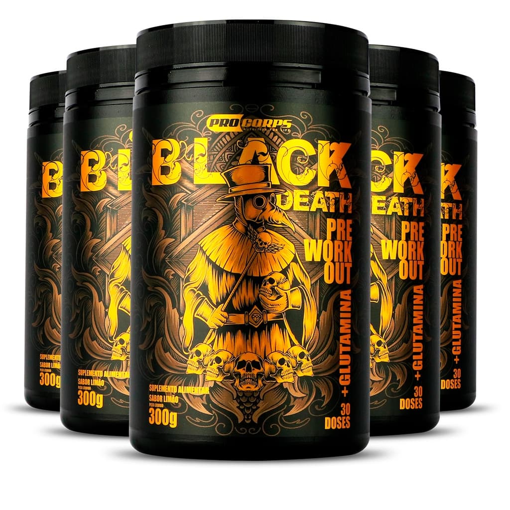 Combo 5 Pré Treino Black Death Pro Corps Energia Para Treino